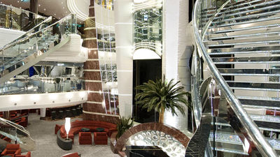 The ship features two sparkling Swarovski crystal staircases. // © 2015 MSC Cruises