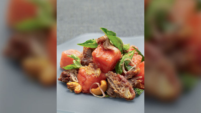 Spicy duck and watermelon salad is served at Red Ginger.