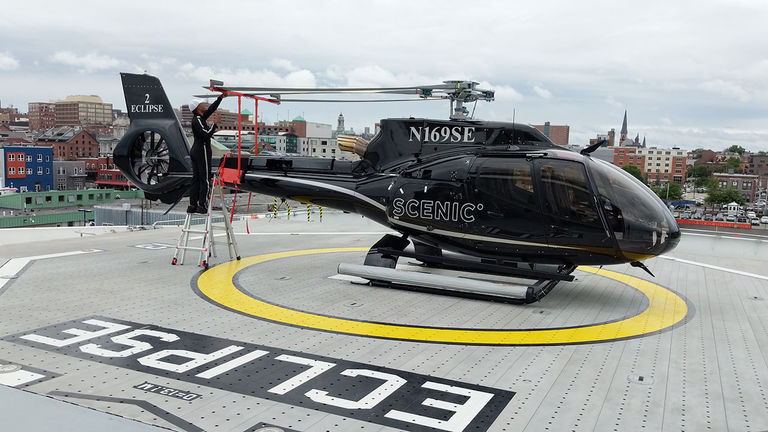 Eclipse carries two, six-passenger Airbus H130 helicopters.