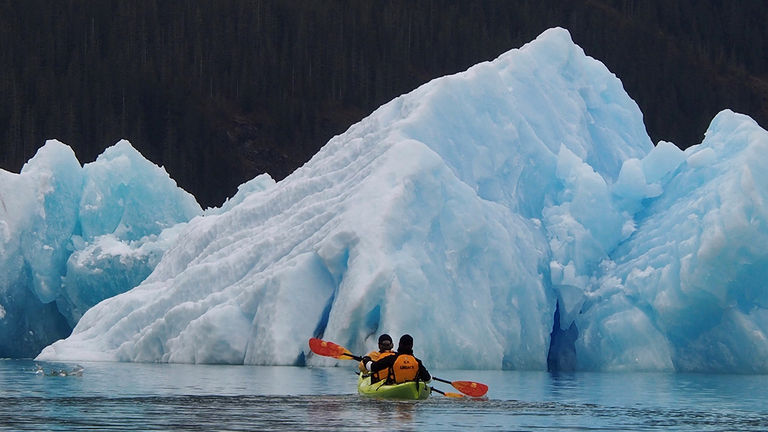 Cruisers have the option to go iceberg kayaking.