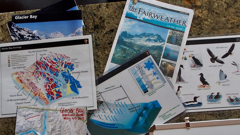 Glacier Bay information provided by park rangers for passengers to review