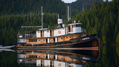 The 88-foot, 12-passenger Swell tugboat invites clients to slow down and enjoy Alaska’s beauty.