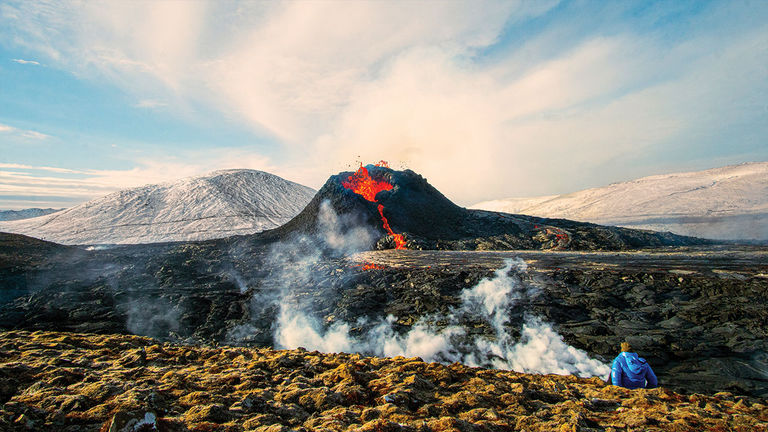Clients can get an up-close look at Fagradalsfjall volcano.