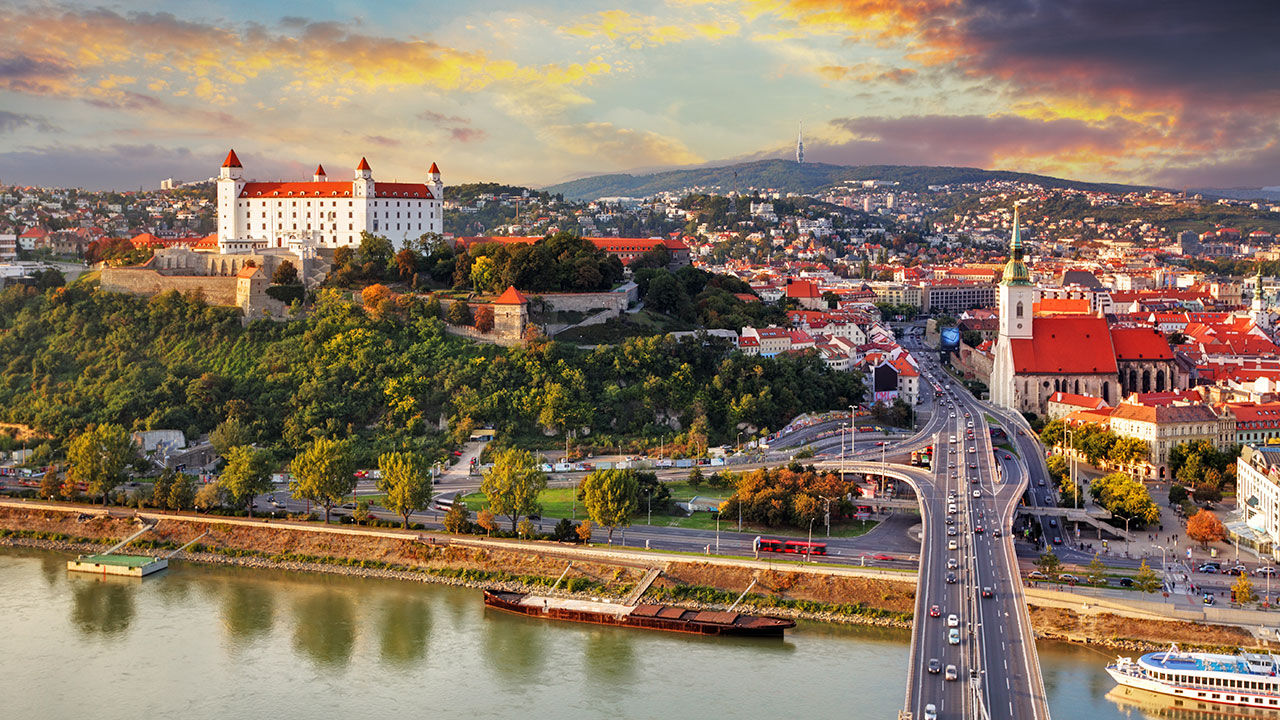 Bratislava is about an hour away from Vienna by boat.