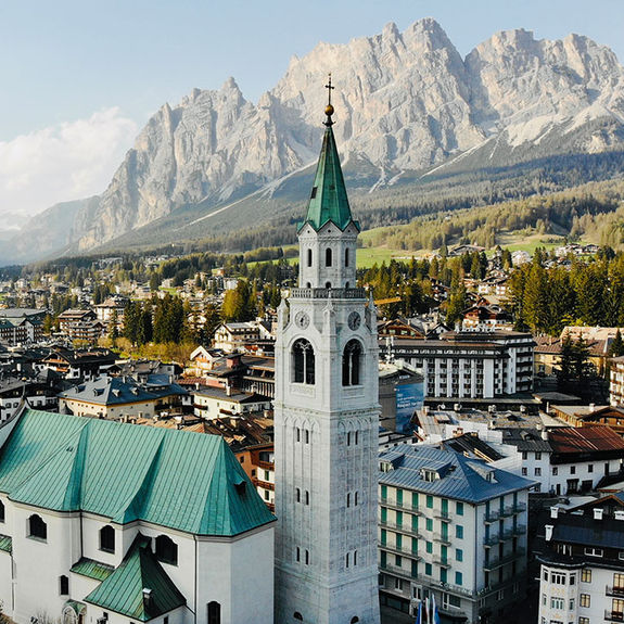 Cortina d’Ampezzo is more accessible than many other villages in the Dolomites.