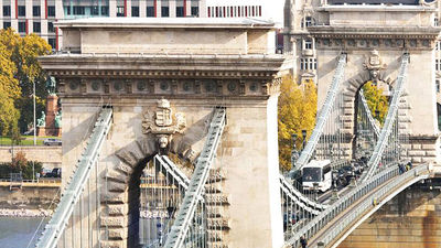 Guests visiting the city can stay at Four Seasons Hotel Gresham Palace Budapest, situated at the end of a chain bridge. // © 2015 Four Seasons Hotels and Resorts