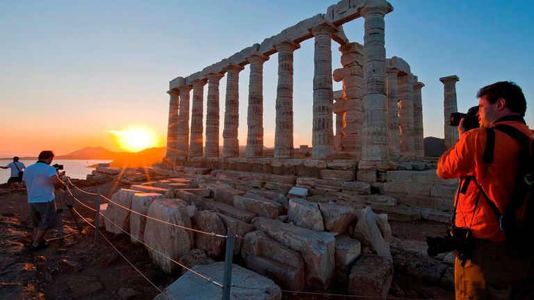 Temple of Poseidon: Greece’s many archaeological sites are now open to visitors, including the Temple of Poseidon in Sunio.