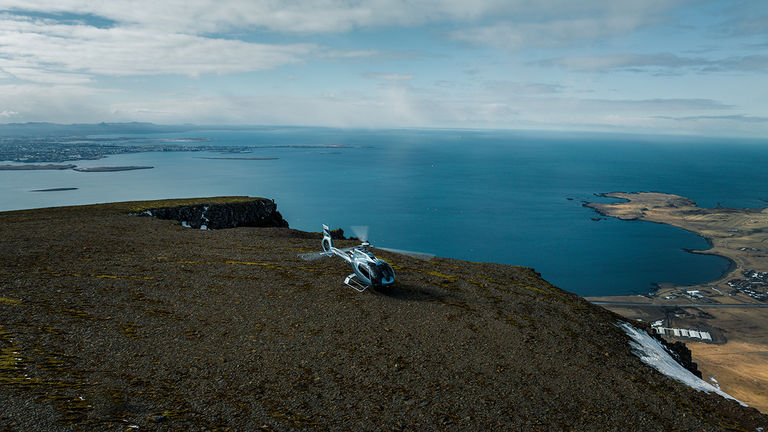 Adventurous clients can take off in a helicopter with Nordurflug Helicopter Tours.