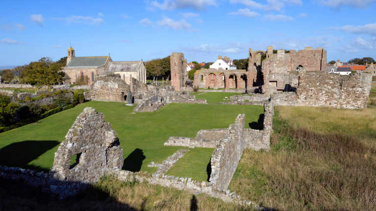 The 3-mile causeway to Holy Island is only accessible when the tide is out.