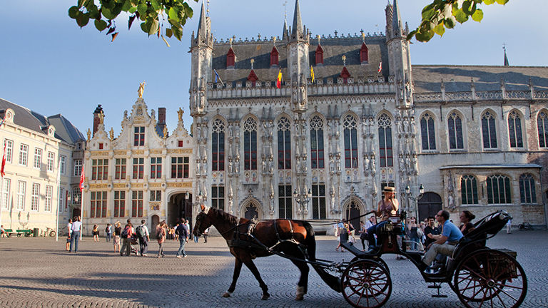 Couples can take a horse-and-carriage ride to see the city.