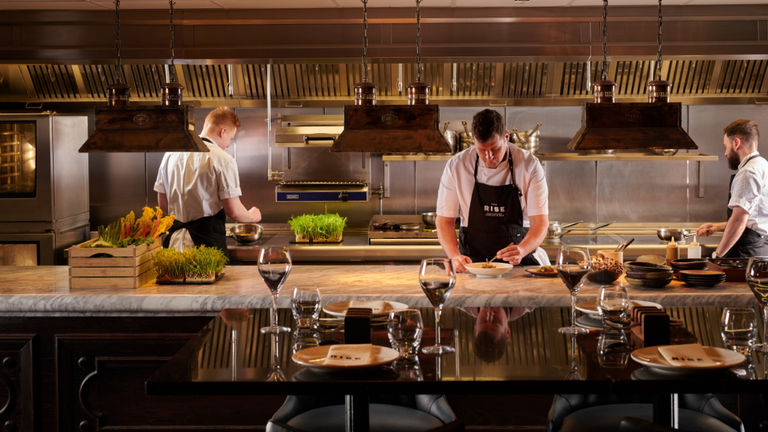 Chefs at work at The Rise, which is set in the five-star Grand Hotel in York. Chefs at work at The Rise, which is set in the five-star Grand Hotel in York.