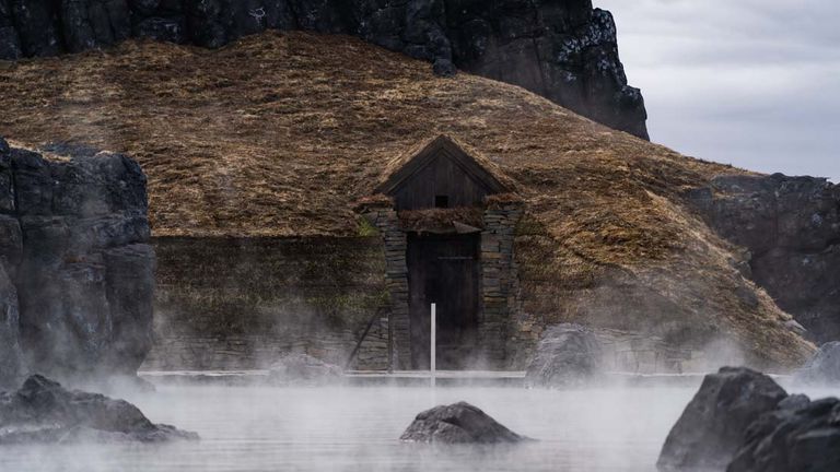 Sky Lagoon is located outside of Reykjavik.