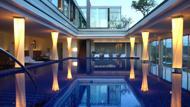 The hotel offers a 13,000-square-foot spa with an indoor pool.