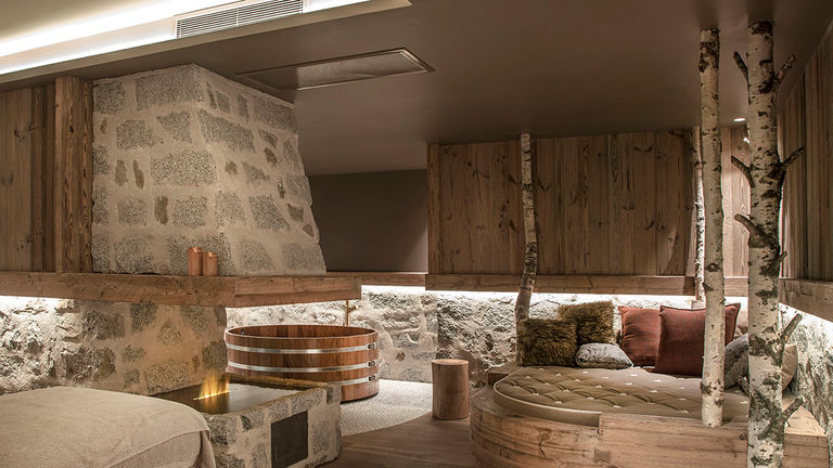 The hotel’s spa and wellness facilities take inspiration from the surrounding mountains.