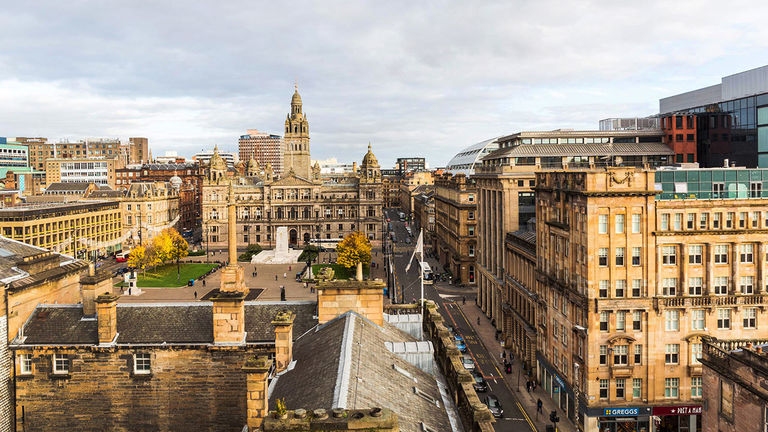 Rooms feature views of nearby George Square.
