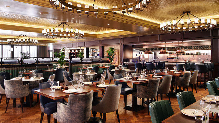 An outdoor terrace was enclosed to create The Rise Restaurant, Terrace & Bar.