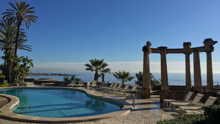 Enjoy views of the water from the property’s pool.