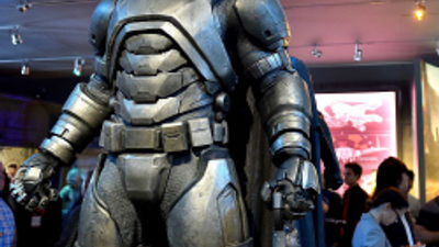 Visitors to Warner Bros. Studio can see Batman’s costume, among other items. // © 2016 Warner Bros.; Mike Windle/Getty Images