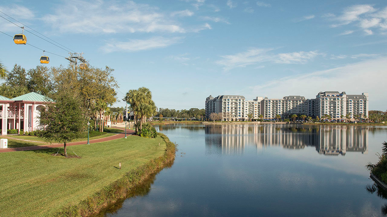 Disney’s Rivera Resort is just steps away from the new Disney Skyliner that transports clients to Hollywood Studios or Epcot.