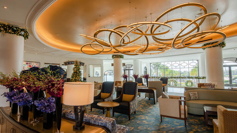 The lobby reflects the elegance of a classic European resort.