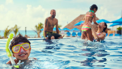 The all-inclusive resort features five swimming pools, three of which are infinity pools.