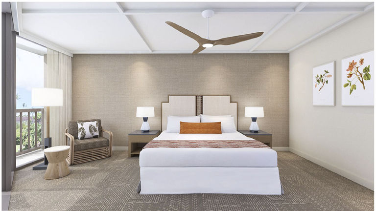 When refreshed, the new rooms at Kaanapali Beach Hotel will feature modern design elements while retaining a sense of Hawaiian culture.