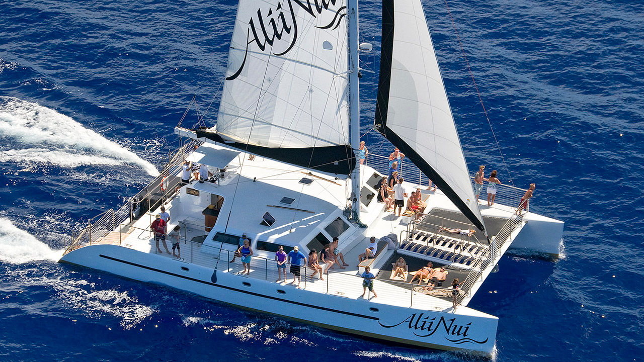Alii Nui, a 65-foot-long luxury catamaran, offers daytime snorkel cruises as well as adults-only sunset sails.