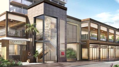 In its new incarnation as Alohilani Resort, the hotel's exterior and lobby will boast more open space and a tropical landscape. // © 2016 Pacific Beach Hotel