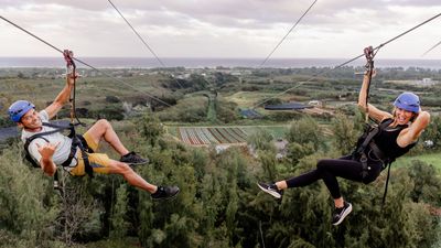 Great views of Oahu’s windward side can be enjoyed along the zipline course.