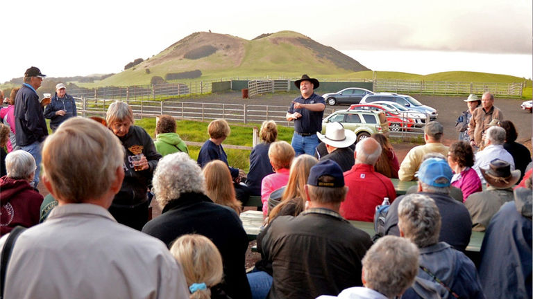 John Richards regales guests with fun and fascinating facts about Kahua Ranch.