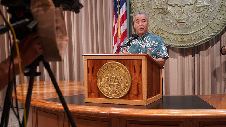 Hawaii Governor David Ige asked visitors to postpone vacations to the Islands until the end of October.