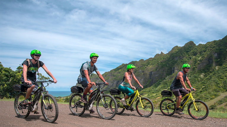 Clients see more and pedal less during Kualoa’s new e-bike tour.