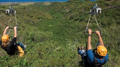 Maui zipline tours provide thrills as well as spectacular views. // © Kapalua Ziplines F