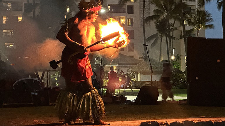 The Fia Fia luau is hosted by Chief Sielu, the first World Fireknife Dance Champion.