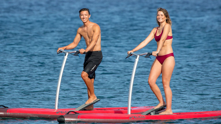 It’s a pedal party when clients try Aqua Gliders, which can be rented from four resorts in Kaanapali Resort.