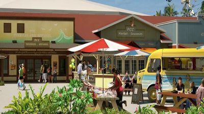 Rendering of the Polynesian Cultural Center's new Hukilau Marketplace, which opens in January 2015. // © 2014 Polynesian Cultural Center