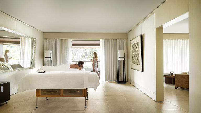 Spa suites at Four Seasons Resort Lanai set an elegant stage for his-and-hers body treatments.