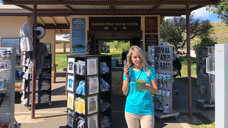 Clients can pick up an audio tour player at the Diamond Head Visitor Center, inside the crater.