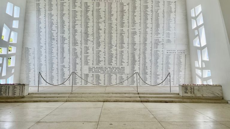 The sunken USS Arizona is the final resting place for hundreds of the ships crew members who died in the Dec. 7, 1941, attack on Pearl Harbor.