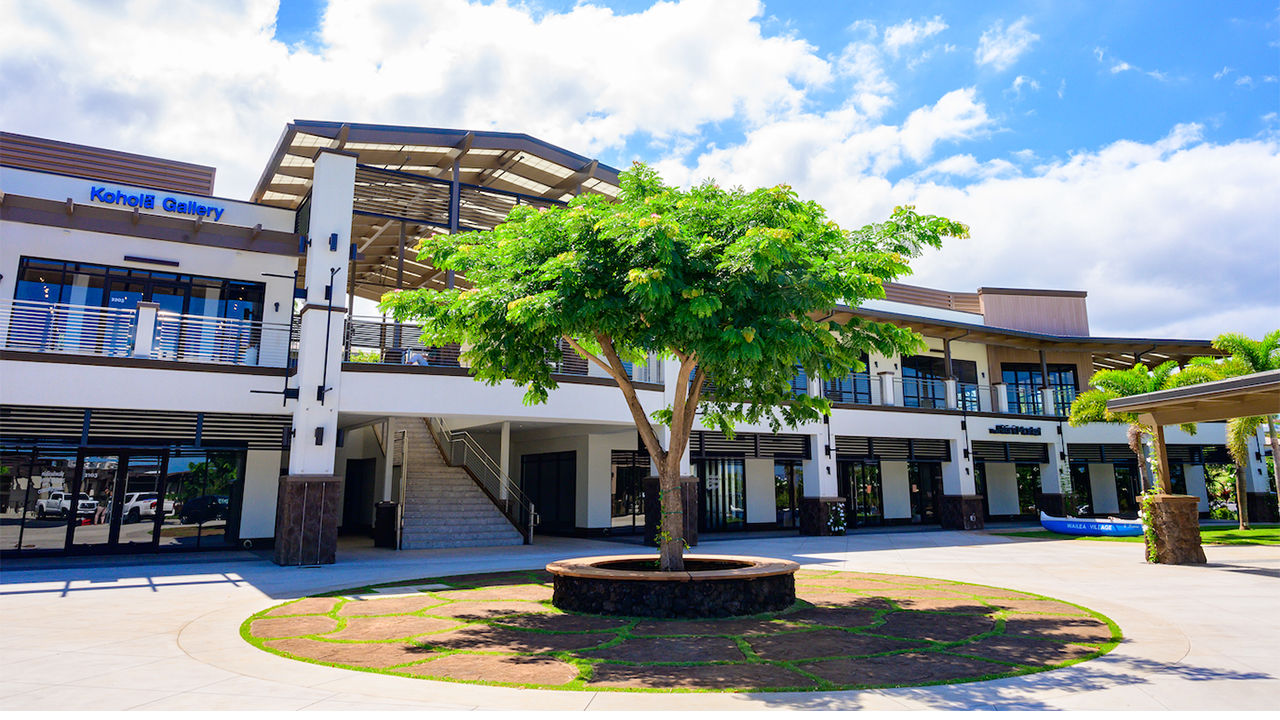 Presided over by a monkeypod tree, Wailea Village's central courtyard will serve as a gathering place for live entertainment.