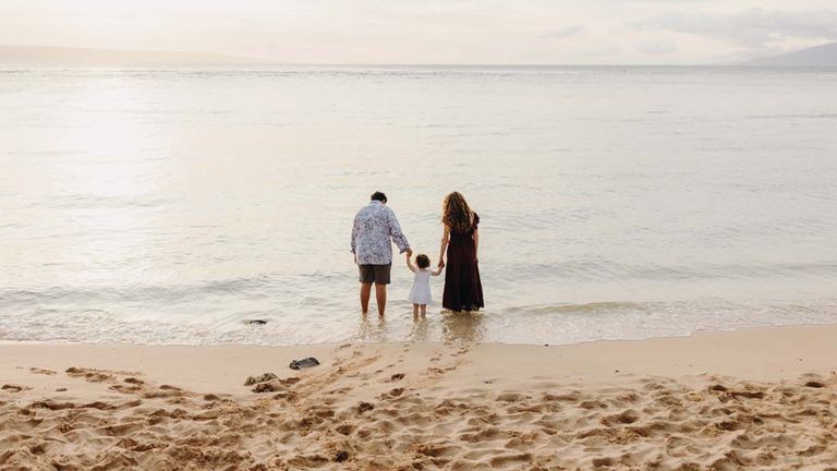 The author and her family in Kapalua Bay, Maui