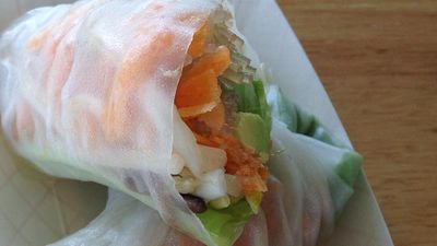 Pili Au tour participants taste delicious dishes made with fresh farm ingredients, such as summer rolls. // © 2017 Marty Wentzel