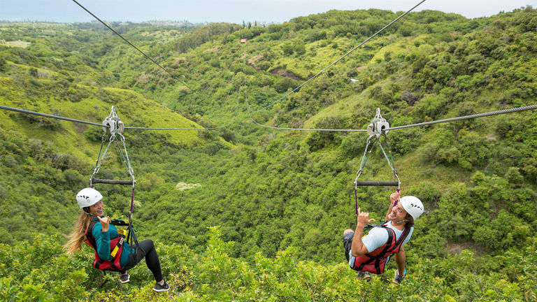 All of Kapalua Ziplines’ runs are dual lines, so clients can share the aerial thrills.