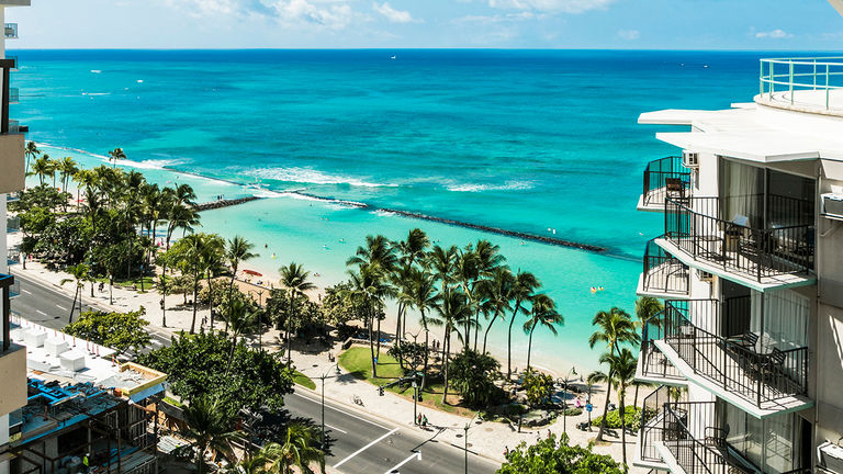Guests of Aston Waikiki Beach Tower enjoy ocean views of Waikiki Beach and the ocean.
