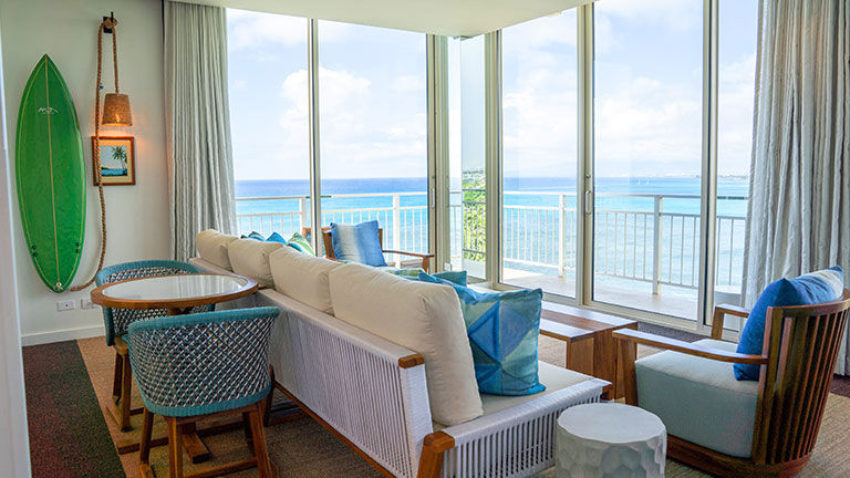 The Kaimana Beach Hotel finished a substantial refresh to its 48 ocean-view suites and guestrooms in February 2021.