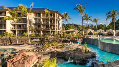 Among Koloa Landing’s impressive new additions is an elaborate saltwater pool with slides, waterfalls and cabanas. // © 2017 Koloa Landing Resort at Poipu
