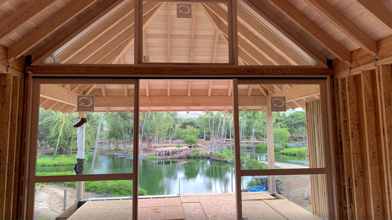 One of two prototype hales currently under construction at Kona Village.