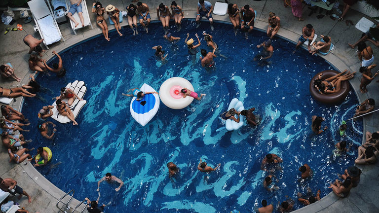 Surfjack Hotel’s pool is a popular place for millennials to mingle.