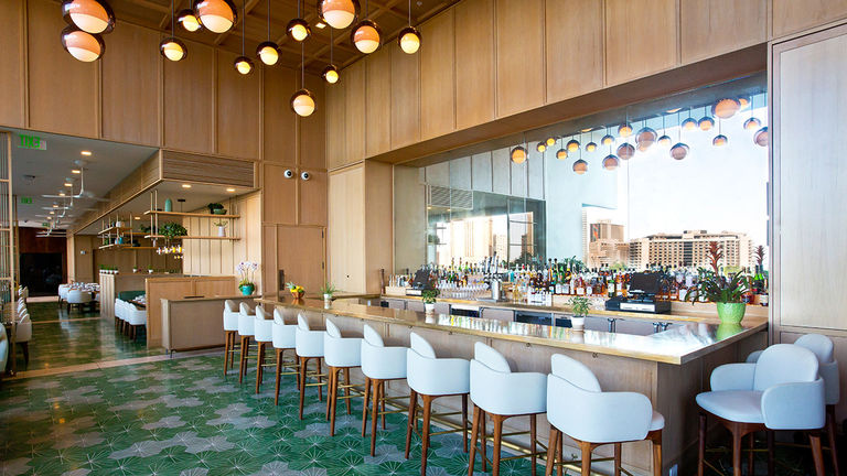 On-site restaurant The Market and its lobby bar on the property’s eighth floor