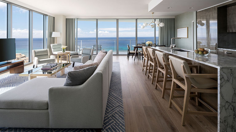 Like most of the units, this Premier Ocean View three-bedroom suite comes with a full kitchen.